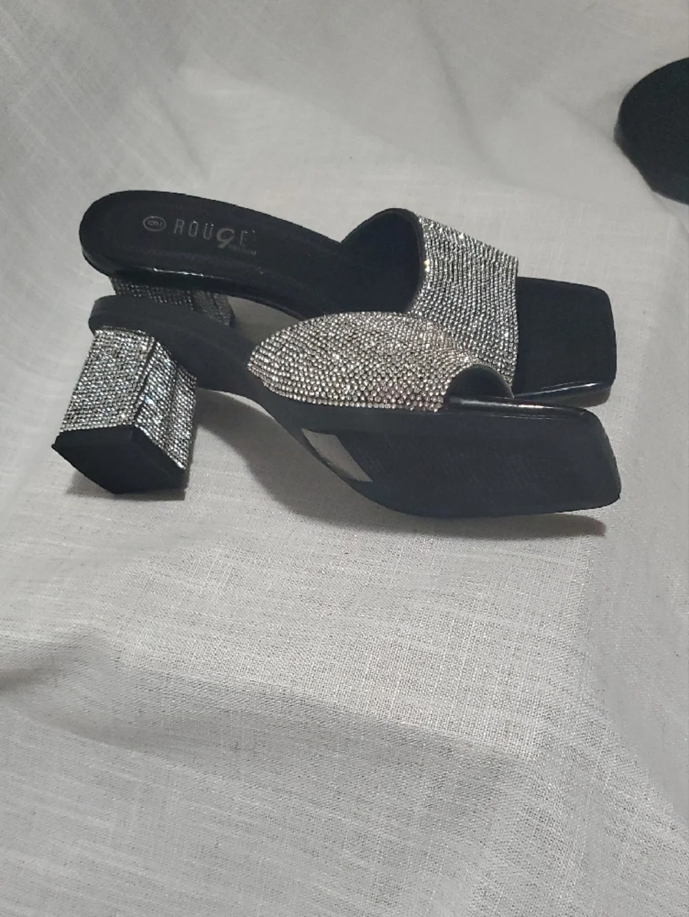 Rouge Helium Silver Crystal Block Heels - Picture 3 of 3